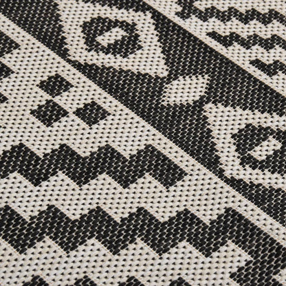 Buitenkleed Met Patroon Platgeweven 160X230 Cm Zwart 160 x 230 cm Zwarte strepen