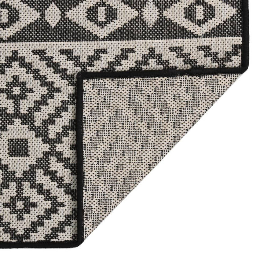 Buitenkleed Met Patroon Platgeweven 200X280 Cm Zwart 200 x 280 cm Zwarte strepen