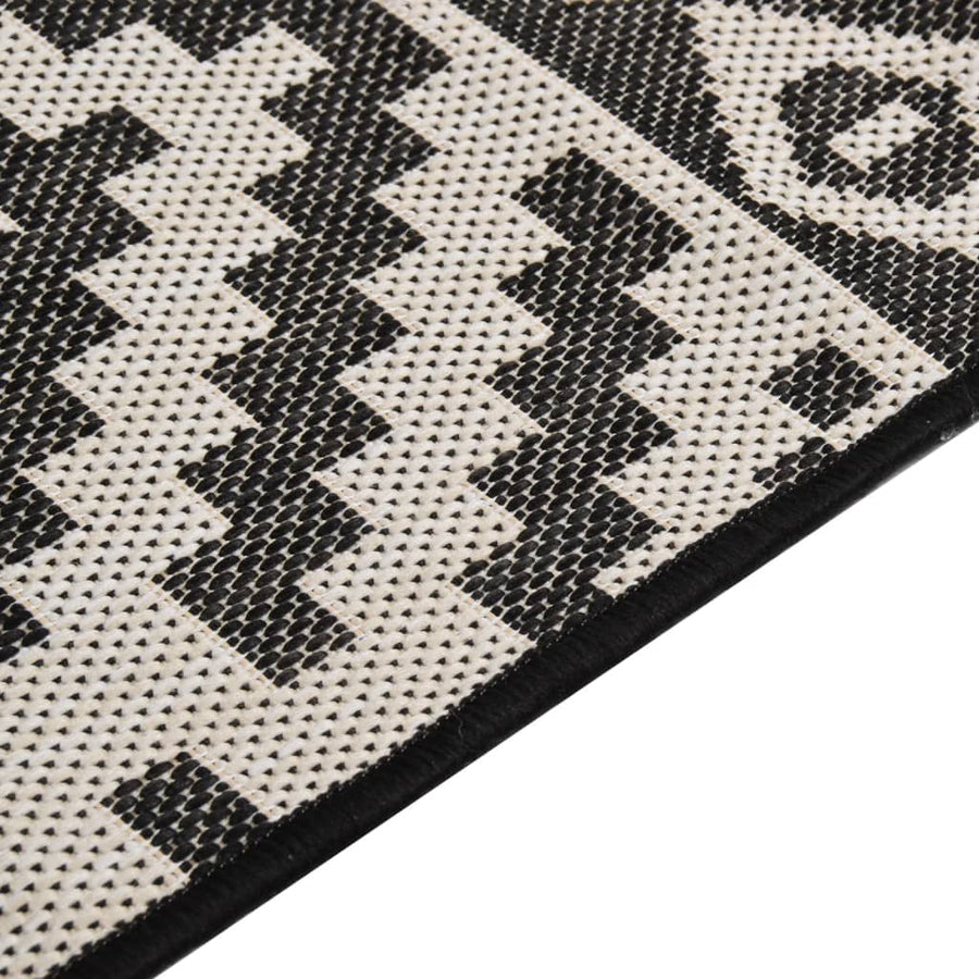 Buitenkleed Met Patroon Platgeweven 200X280 Cm Zwart 200 x 280 cm Zwarte strepen