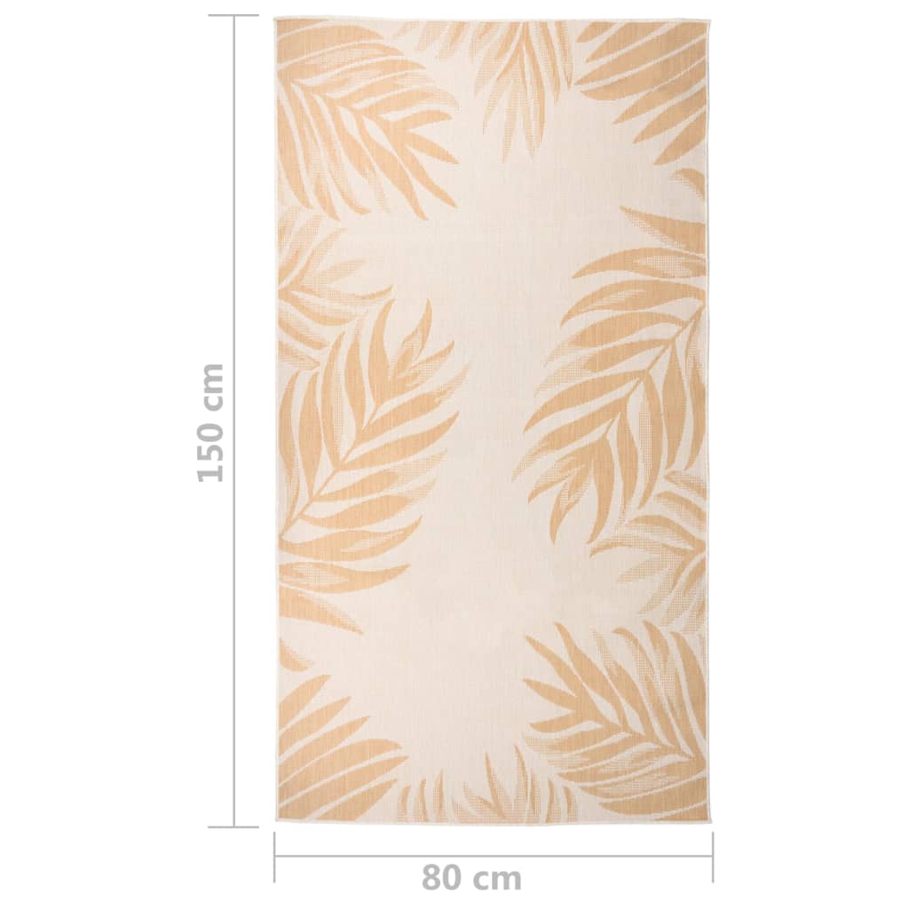 Buitenkleed Met Platgeweven 80 x 150 cm Bladpatroon