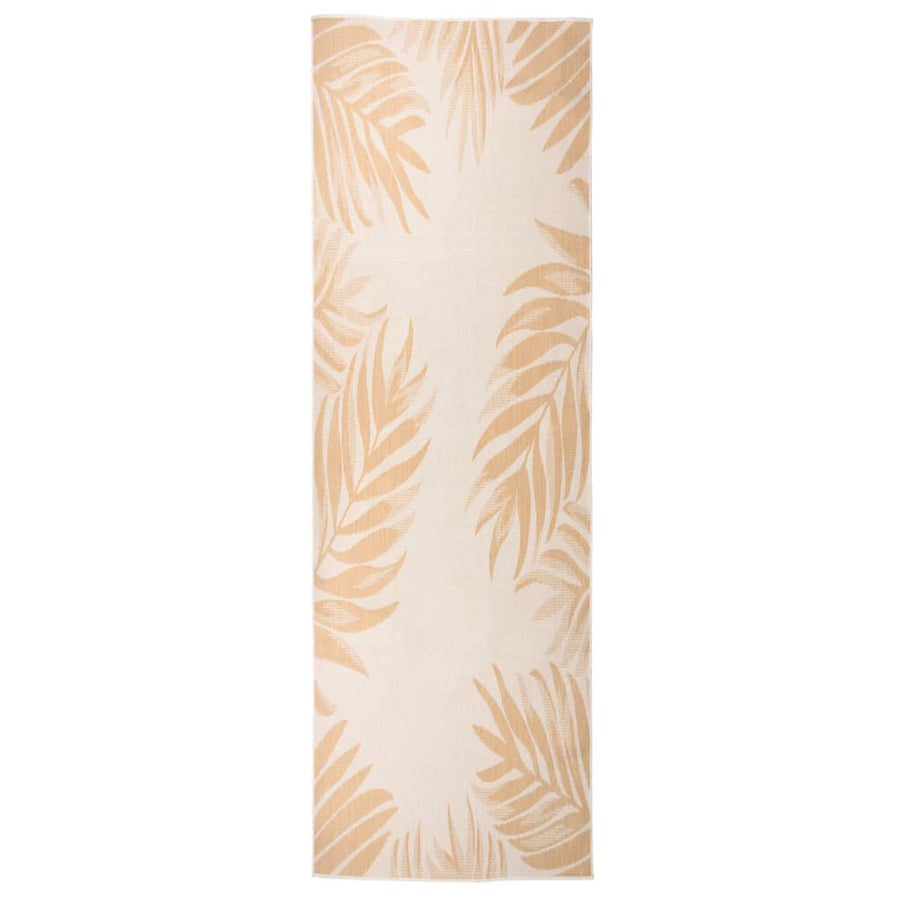 Buitenkleed Met Platgeweven 80 x 250 cm Bladpatroon