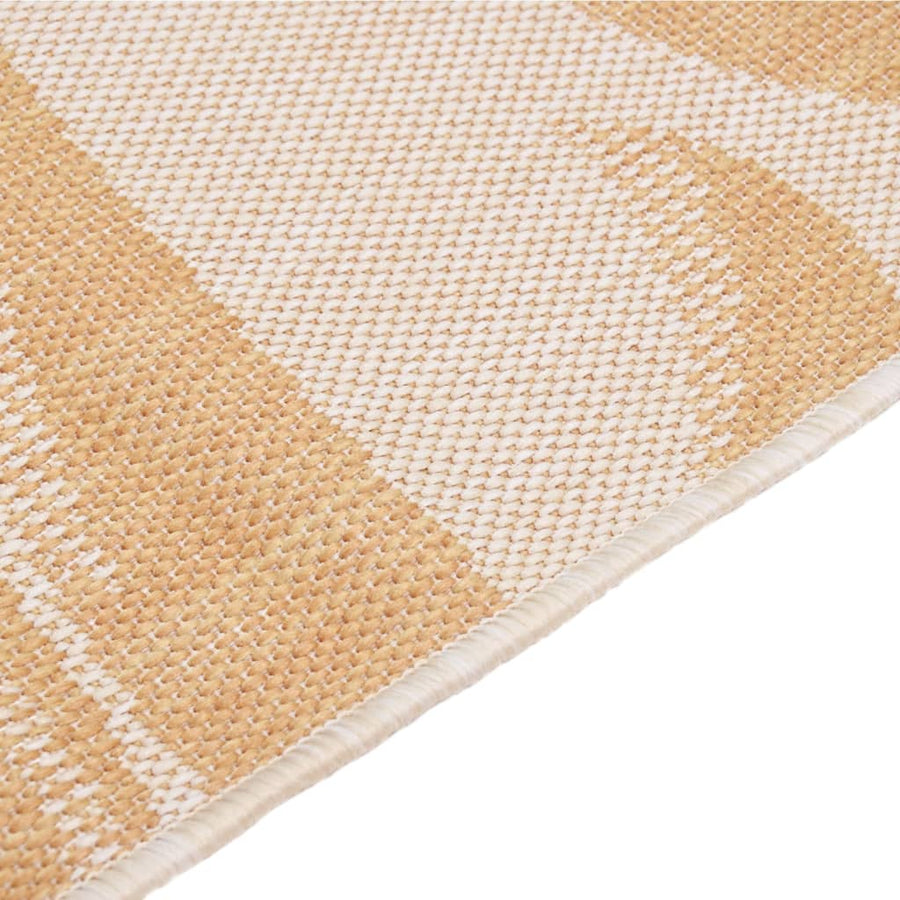 Buitenkleed Met Platgeweven 80 x 250 cm Bladpatroon