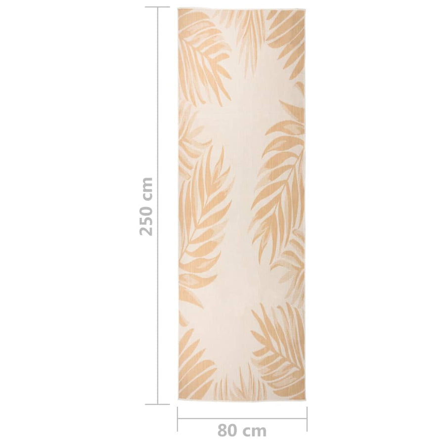 Buitenkleed Met Platgeweven 80 x 250 cm Bladpatroon