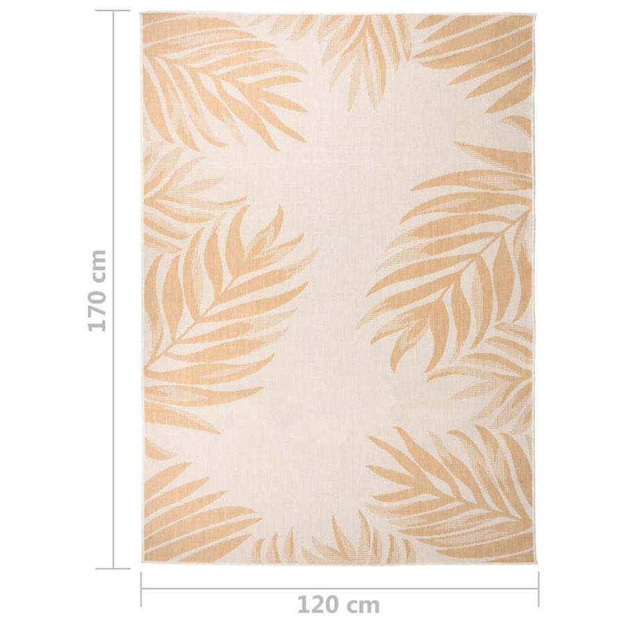 Buitenkleed Met Platgeweven 120 x 170 cm Bladpatroon