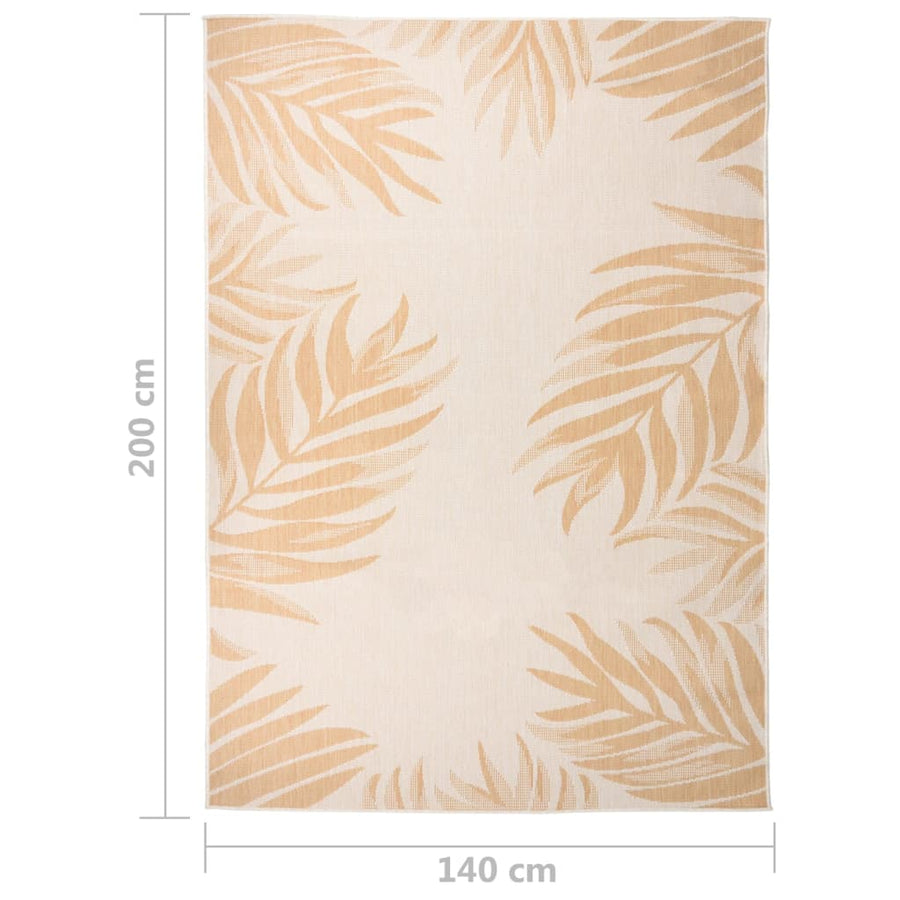 Buitenkleed Met Platgeweven 140 x 200 cm Bladpatroon