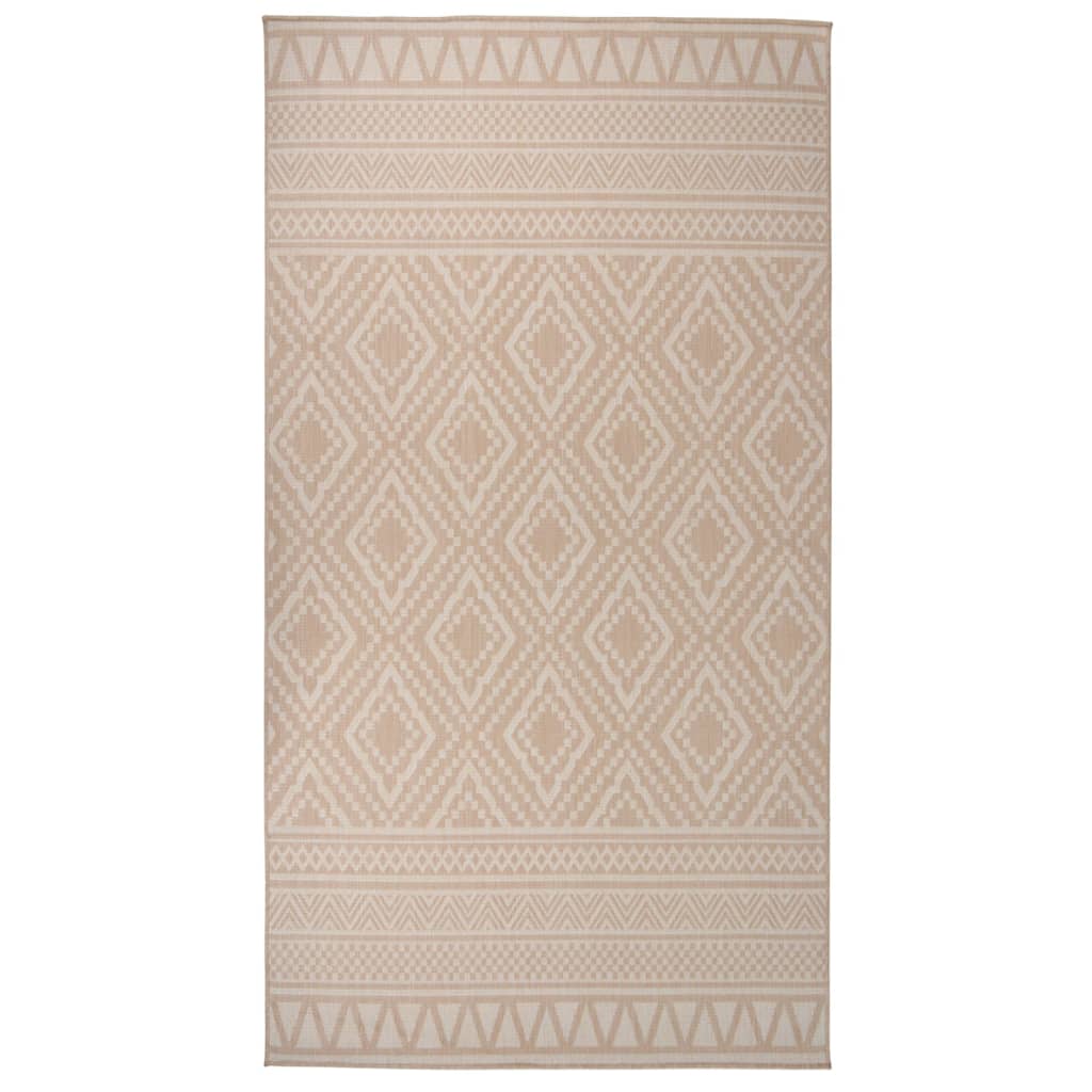 Buitenkleed Met Patroon Platgeweven Bruin 80 x 150 cm