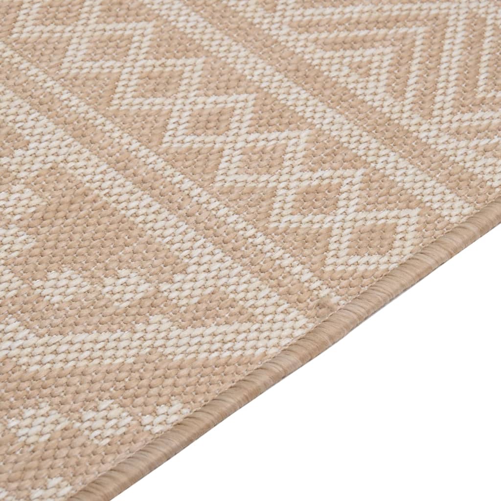 Buitenkleed Met Patroon Platgeweven Bruin 80 x 150 cm