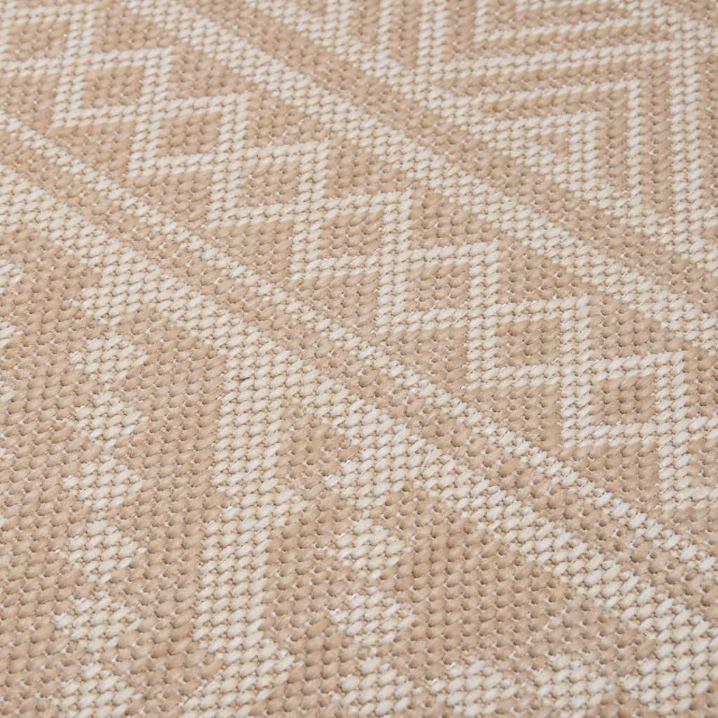 Buitenkleed Met Patroon Platgeweven Bruin 80 x 150 cm