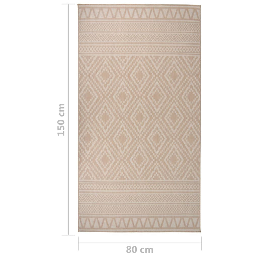Buitenkleed Met Patroon Platgeweven Bruin 80 x 150 cm