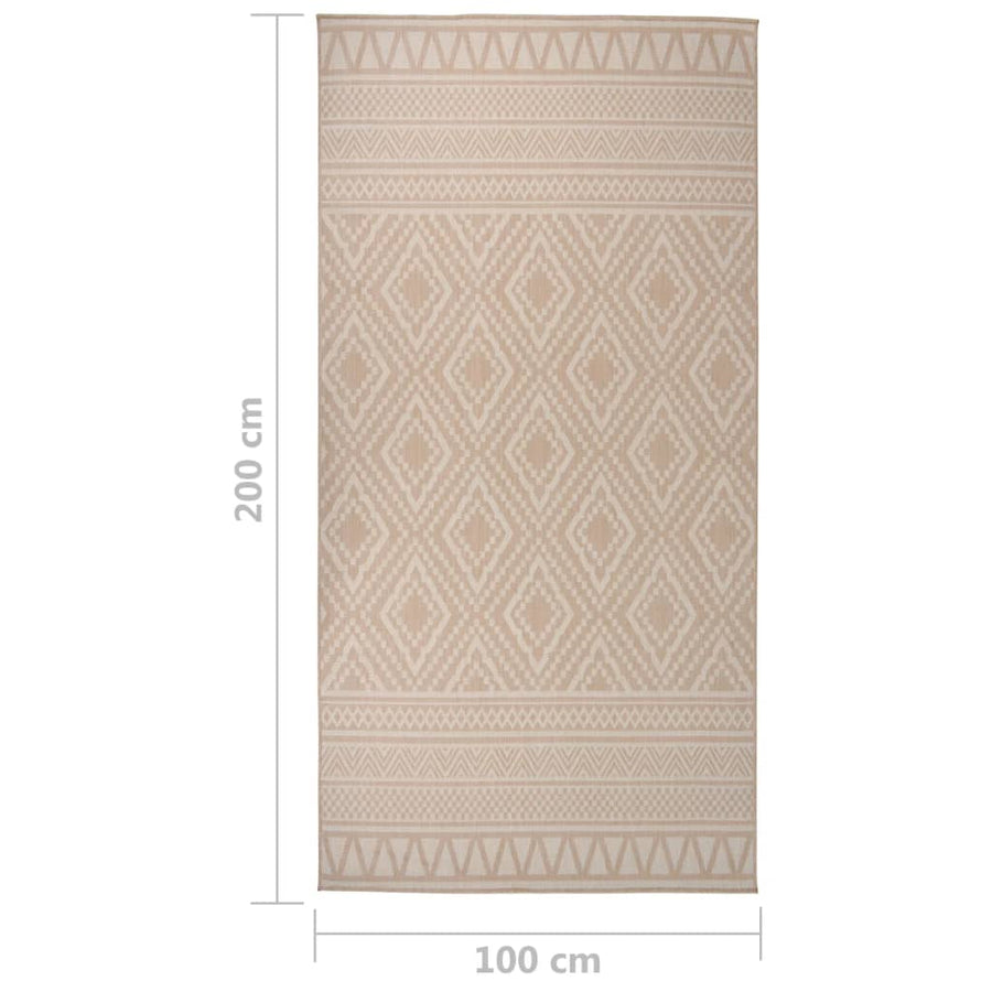 Buitenkleed met patroon platgeweven 100x200 cm bruin