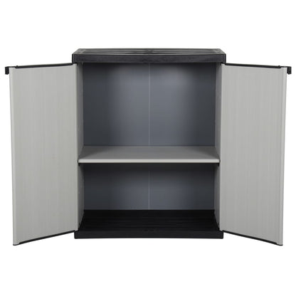 Tuinkast Met 1 Schap 68X40X85 Cm Grijs En Zwart