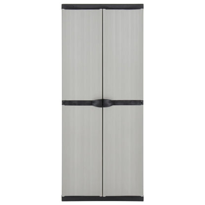 Tuinkast Met 3 Schappen 68X40X168 Cm Grijs En Zwart
