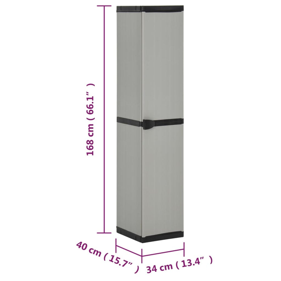 Tuinkast Met 3 Schappen 34X40X168 Cm Grijs En Zwart