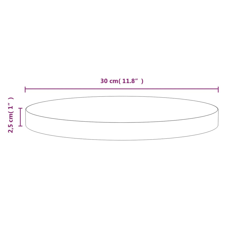 Tafelblad Ø30x2,5 cm massief grenenhout wit Ø 30 x 2.5 cm Wit