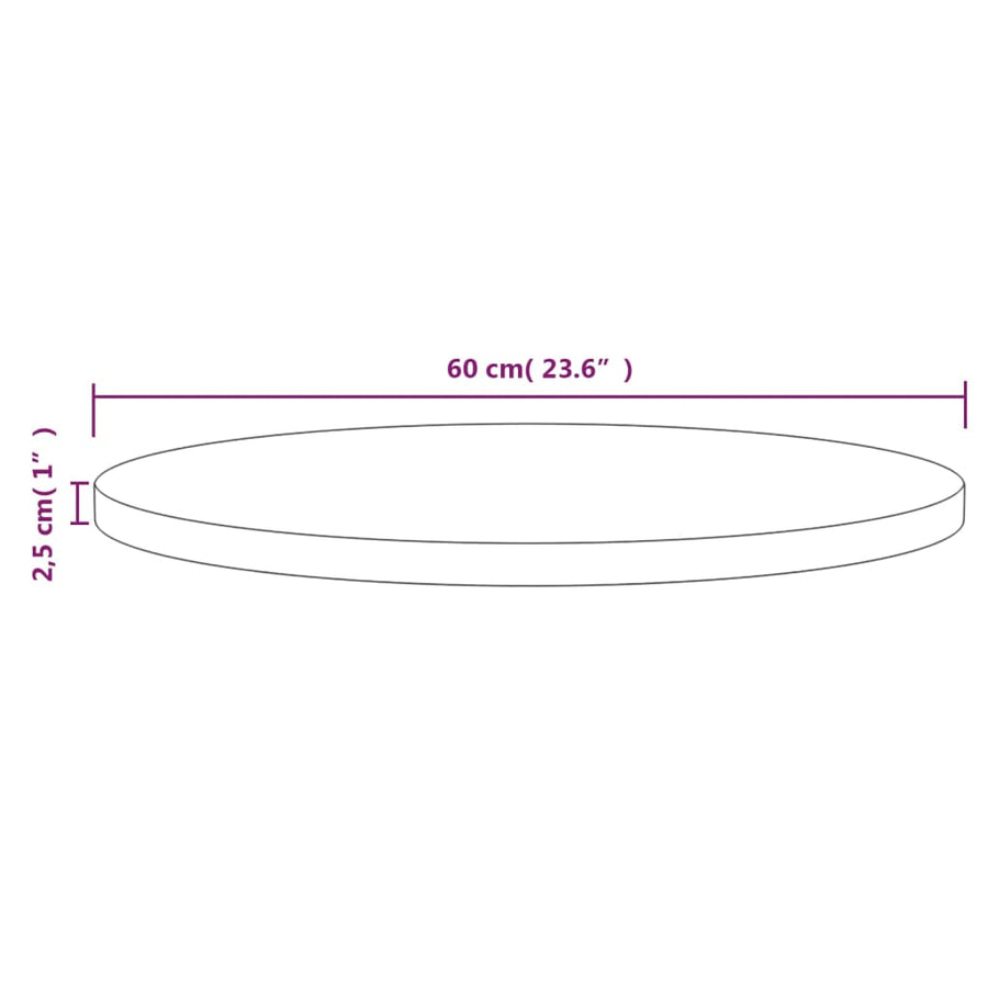 Tafelblad Ø60x2,5 cm massief grenenhout wit Ø 60 x 2.5 cm Wit