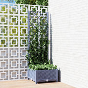 Plantenbak met trellis 40x40x121,5 cm PP blauwgrijs