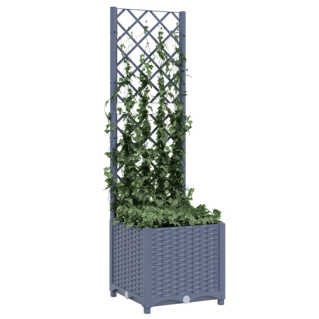 Plantenbak Met Latwerk Polypropeen 40 x 40 x 136 cm Donkergrijs