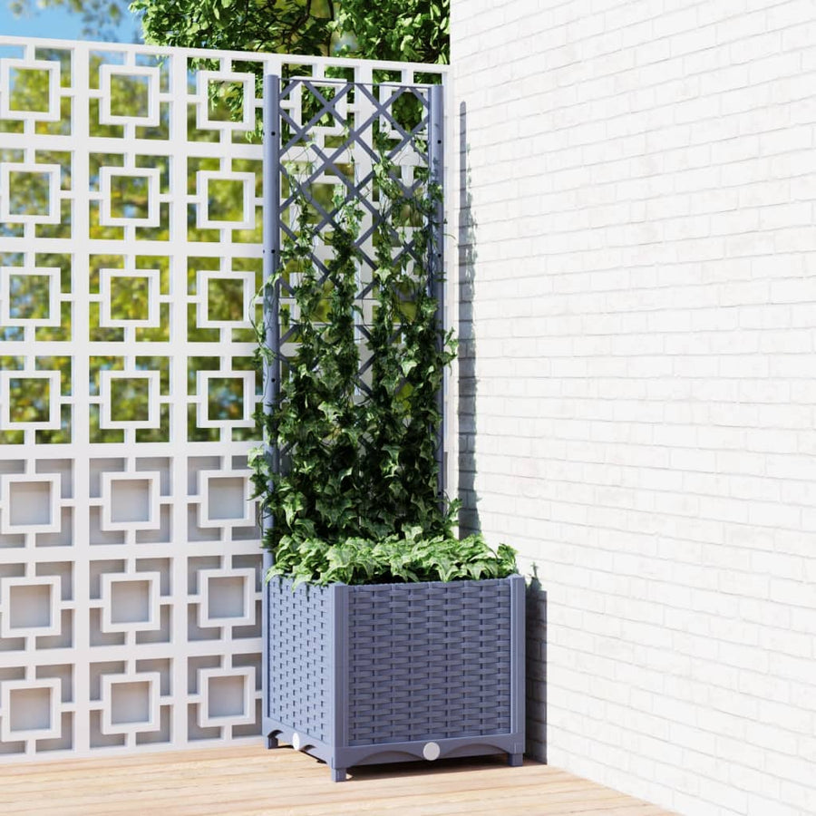 Plantenbak Met Latwerk Polypropeen 40 x 40 x 136 cm Donkergrijs