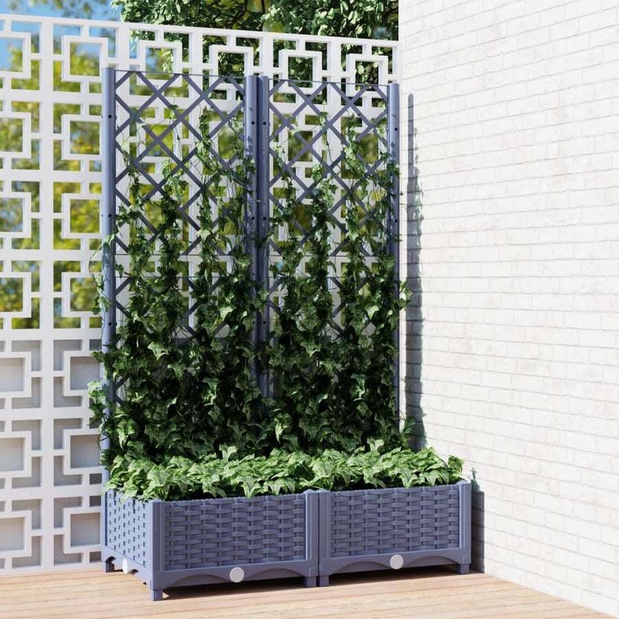 Plantenbak Met Latwerk 80X40X2,5 Cm Polypropeen 80 x 40 x 121.5 cm Donkergrijs