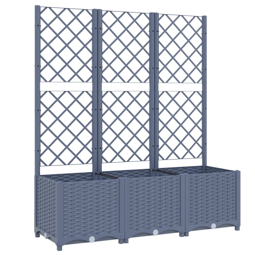Plantenbak Met Latwerk Polypropeen 120 x 40 x 136 cm Donkergrijs