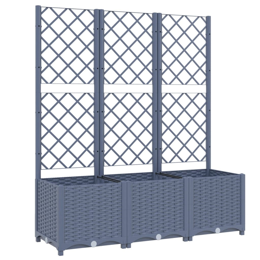 Plantenbak Met Latwerk Polypropeen 120 x 40 x 136 cm Donkergrijs