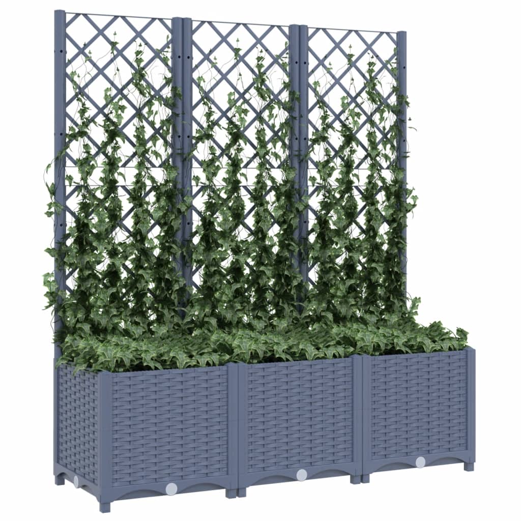 Plantenbak Met Latwerk Polypropeen 120 x 40 x 136 cm Donkergrijs