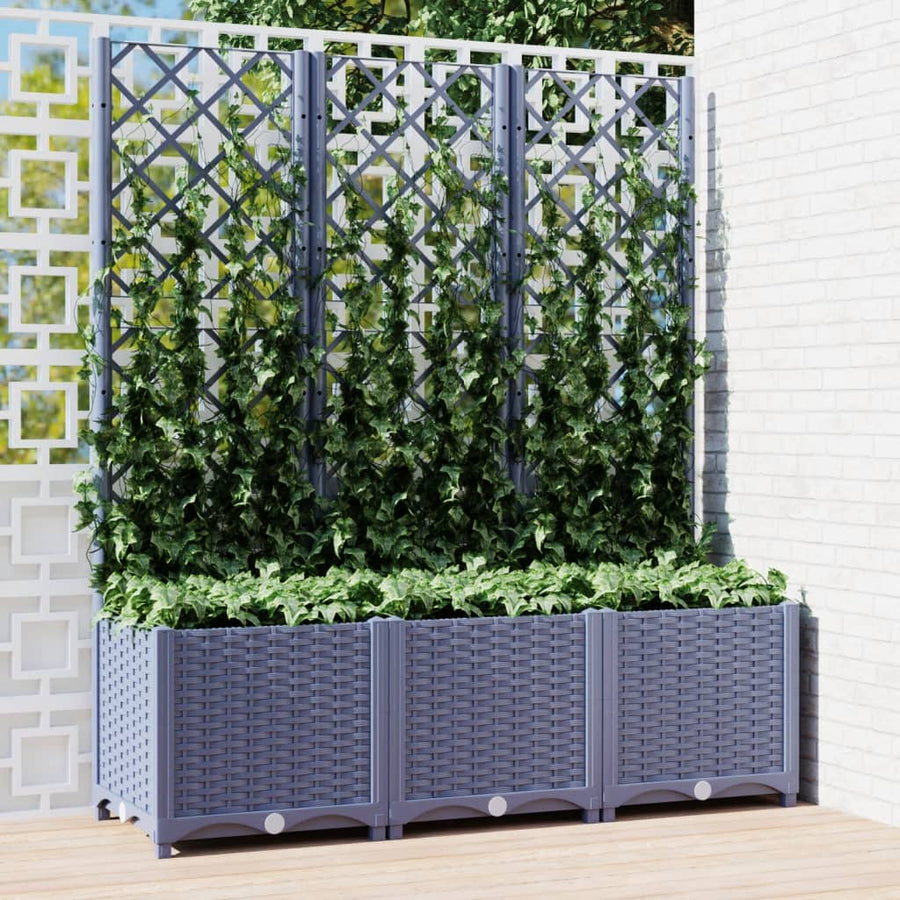 Plantenbak Met Latwerk Polypropeen 120 x 40 x 136 cm Donkergrijs