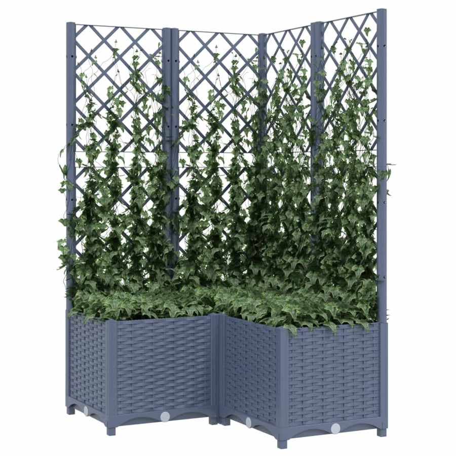 Plantenbak Met Latwerk Polypropeen 80 x 80 x 136 cm Donkergrijs