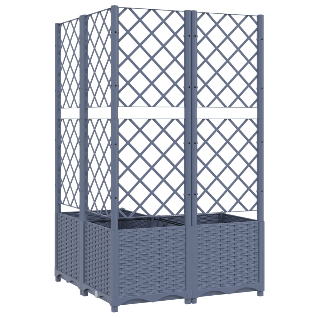 Plantenbak Met Latwerk Polypropeen 80 x 80 x 136 cm Donkergrijs