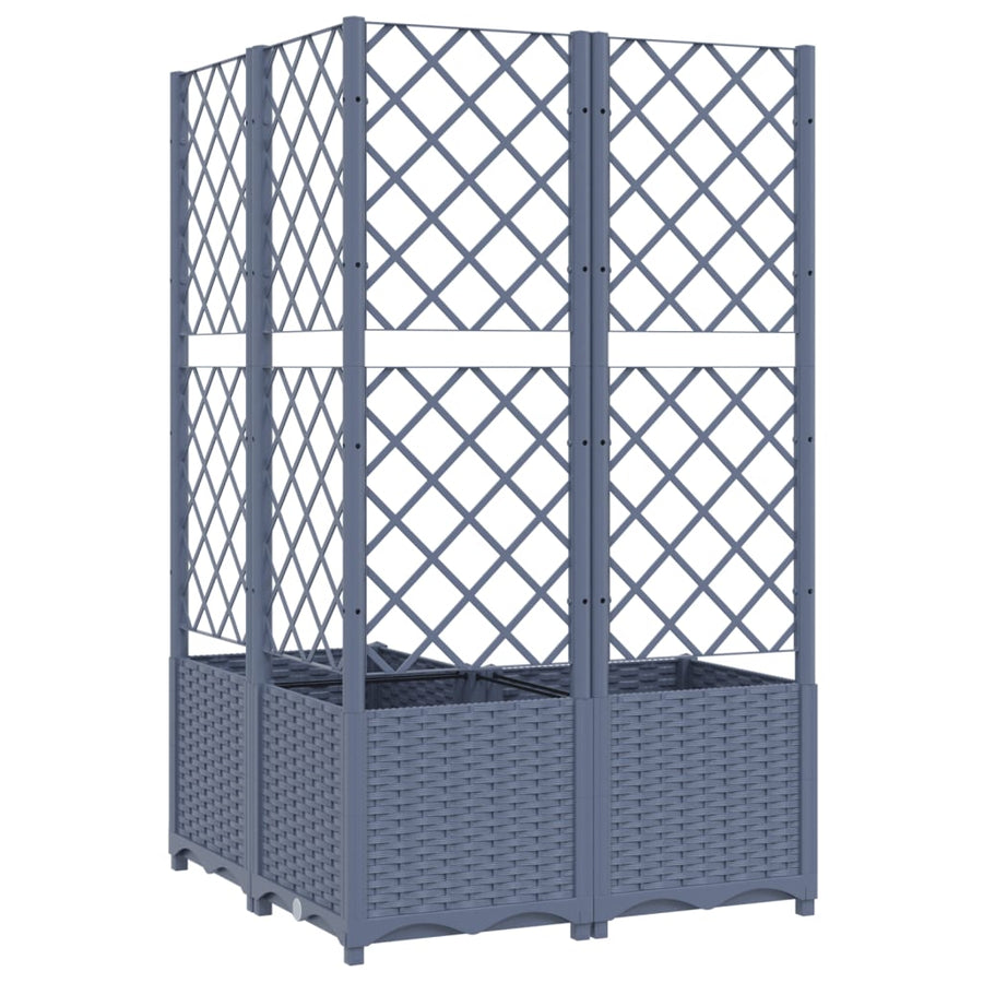 Plantenbak Met Latwerk Polypropeen 80 x 80 x 136 cm Donkergrijs