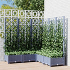 Plantenbak met latwerk 120x120x121,5 cm polypropeen blauwgrijs