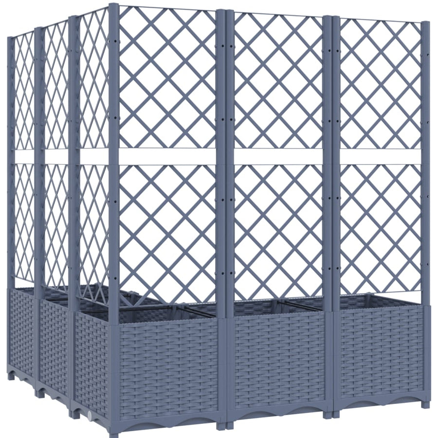 Plantenbak Met Latwerk Polypropeen 120 x 120 x 136 cm Donkergrijs