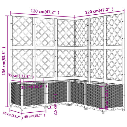 Plantenbak Met Latwerk Polypropeen 120 x 120 x 136 cm Donkergrijs