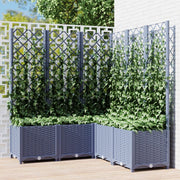 Plantenbak met latwerk 120x120x136 cm polypropeen blauwgrijs