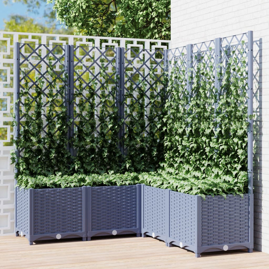 Plantenbak Met Latwerk Polypropeen 120 x 120 x 136 cm Donkergrijs