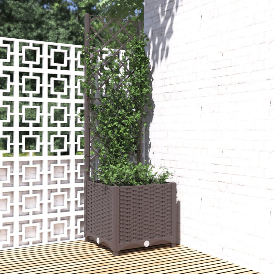 Plantenbak Met Latwerk Polypropeen 40 x 40 x 136 cm Bruin