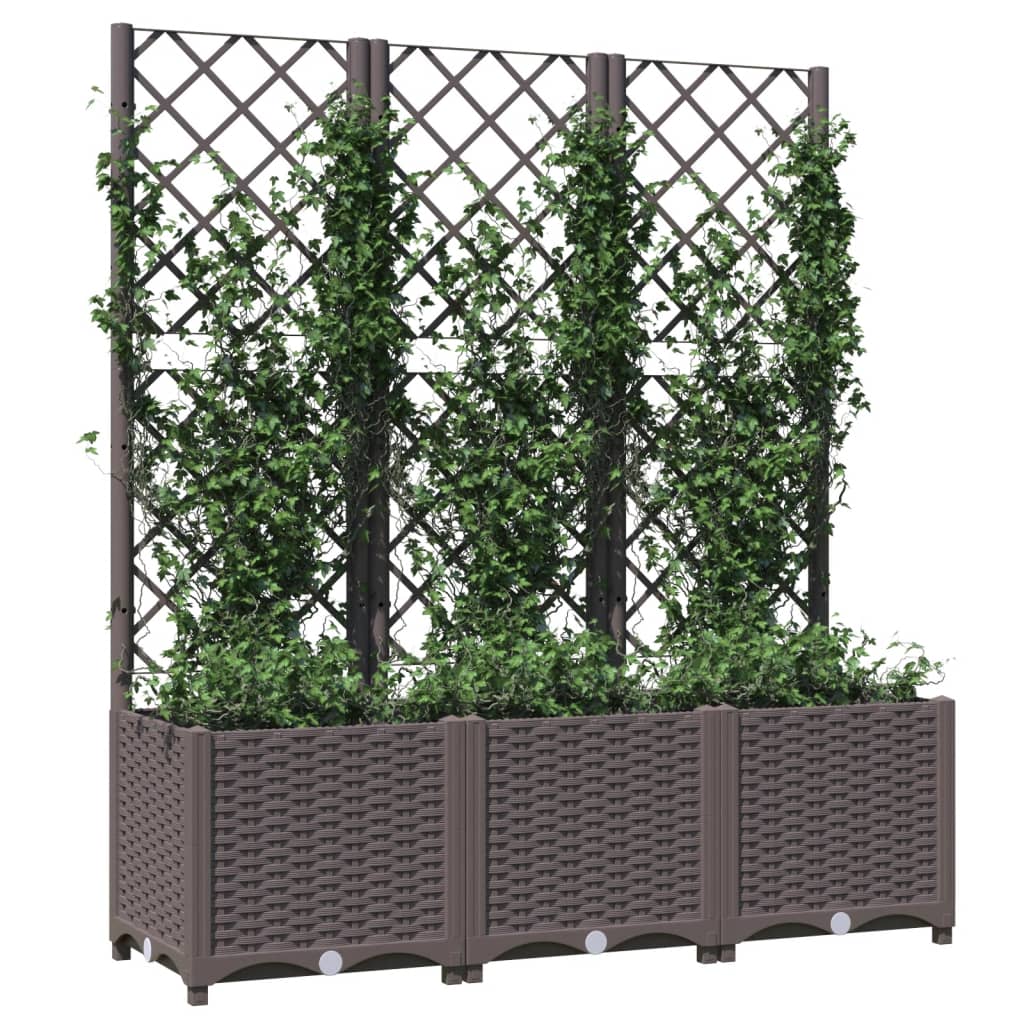 Plantenbak met latwerk 120x40x136 cm polypropeen bruin 120 x 40 x 136 cm Bruin
