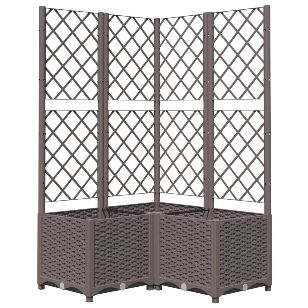 Plantenbak Met Latwerk Polypropeen 80 x 80 x 136 cm Bruin