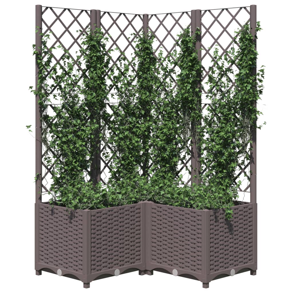 Plantenbak Met Latwerk Polypropeen 80 x 80 x 136 cm Bruin