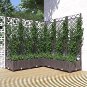 Plantenbak met latwerk 120x120x121,5 cm bruin polypropeen