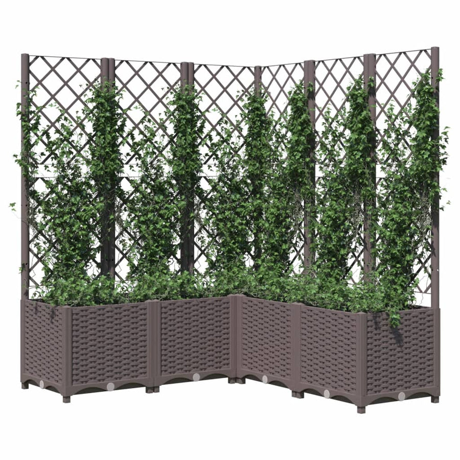 Plantenbak Met Latwerk Polypropeen 120 x 120 x 136 cm Bruin