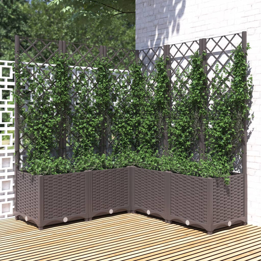Plantenbak Met Latwerk Polypropeen 120 x 120 x 136 cm Bruin