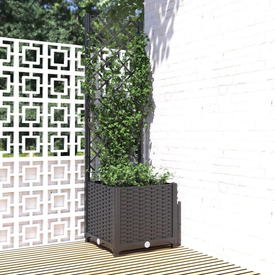 Plantenbak Met Latwerk Polypropeen 40 x 40 x 136 cm Zwart