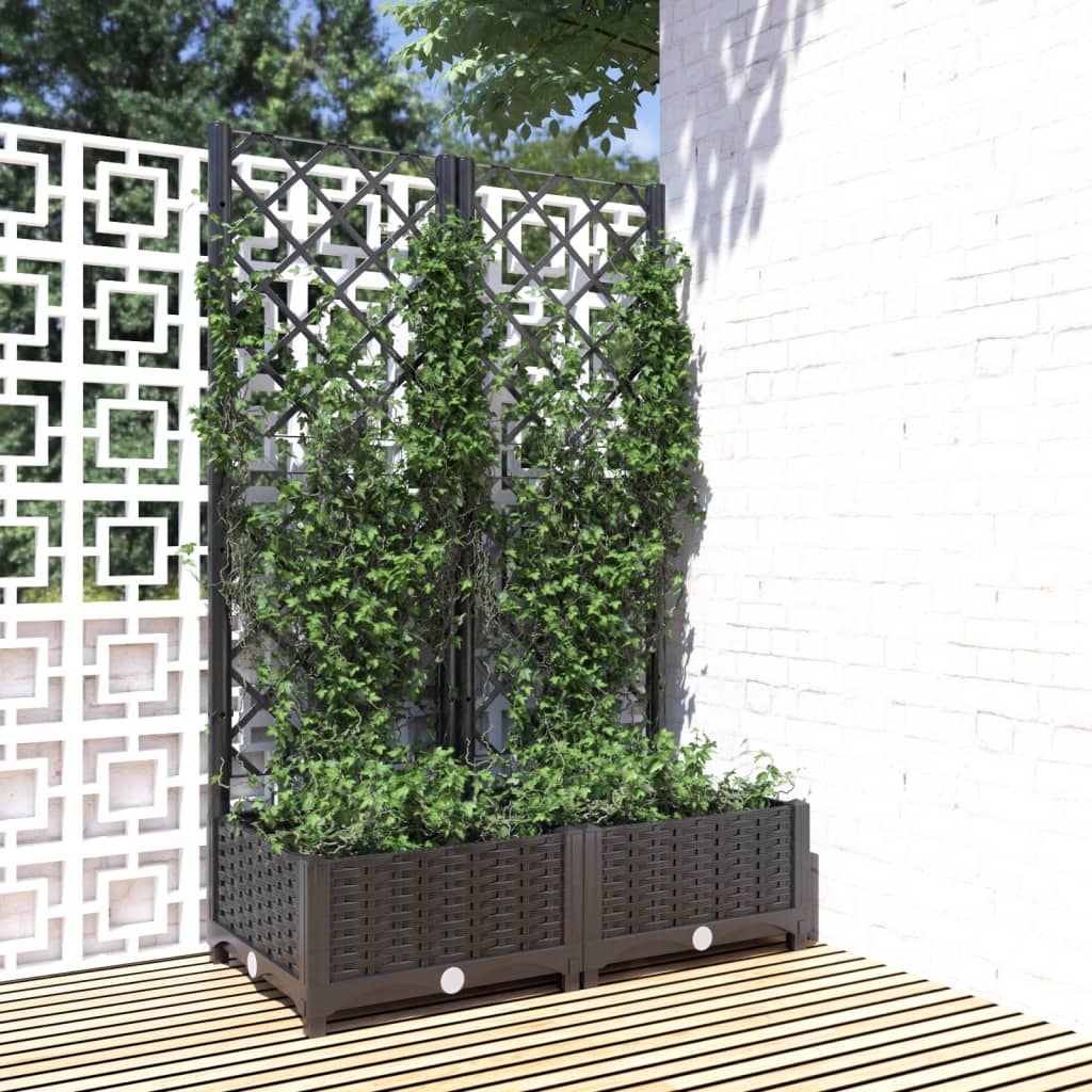 Plantenbak Met Latwerk 80X40X2,5 Cm Polypropeen 80 x 40 x 121.5 cm Zwart