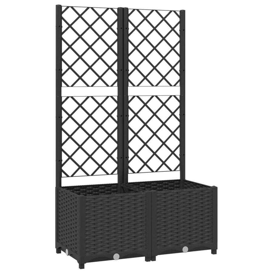 Plantenbak Met Latwerk Polypropeen 80 x 40 x 136 cm Zwart