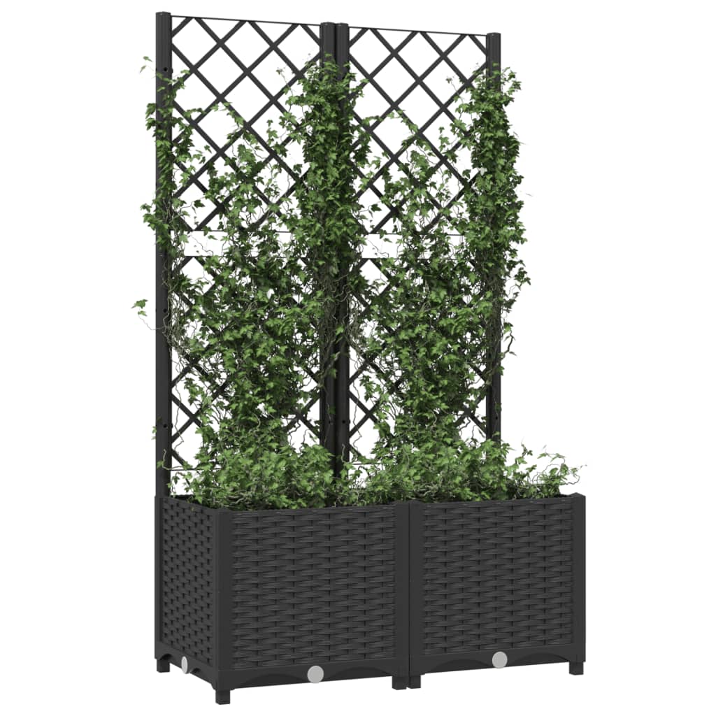 Plantenbak Met Latwerk Polypropeen 80 x 40 x 136 cm Zwart