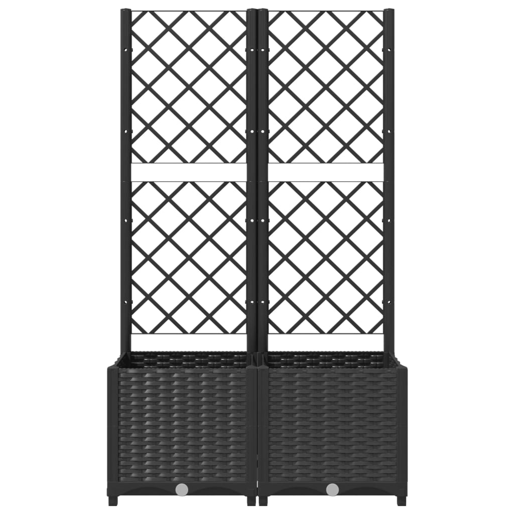 Plantenbak Met Latwerk Polypropeen 80 x 40 x 136 cm Zwart