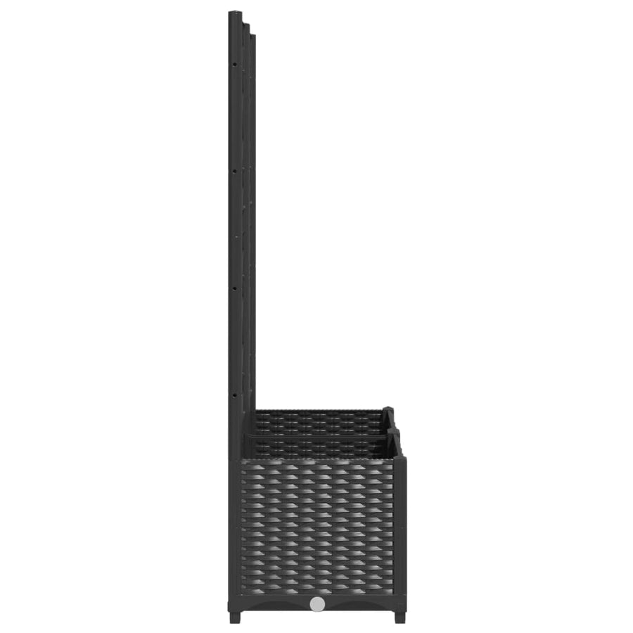 Plantenbak Met Latwerk Polypropeen 80 x 40 x 136 cm Zwart