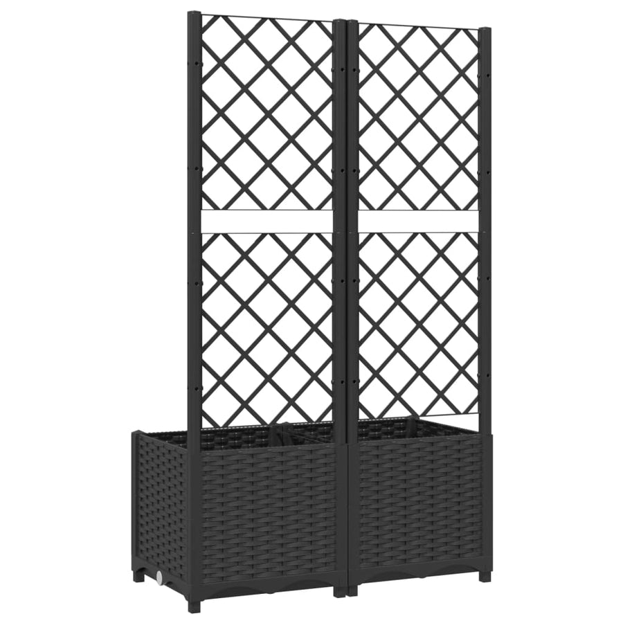 Plantenbak Met Latwerk Polypropeen 80 x 40 x 136 cm Zwart