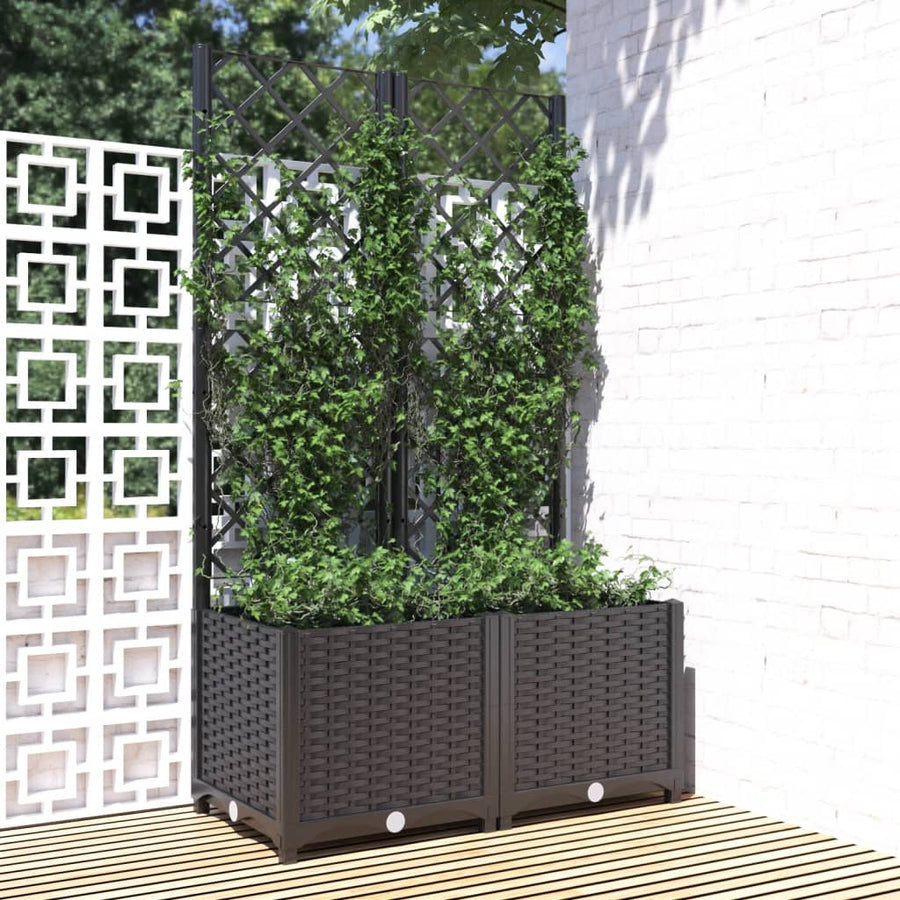 Plantenbak Met Latwerk Polypropeen 80 x 40 x 136 cm Zwart